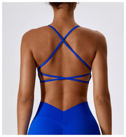Seamless Knitted Yoga Straps Cross Motion Workout Bra
