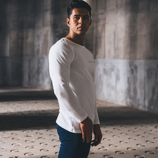 Men's Cotton Stretch Long Sleeve Fitness T-Shirt