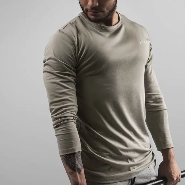 Men's Cotton Stretch Long Sleeve Fitness T-Shirt