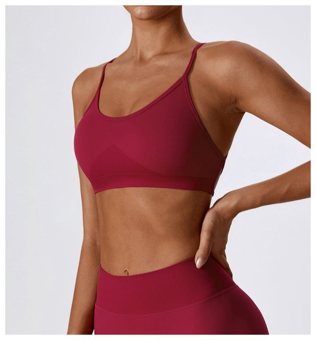 Seamless Knitted Yoga Straps Cross Motion Workout Bra