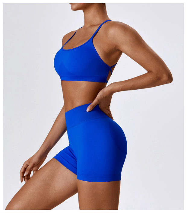 Seamless Knitted Yoga Straps Cross Motion Workout Bra