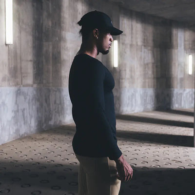 Men's Cotton Stretch Long Sleeve Fitness T-Shirt