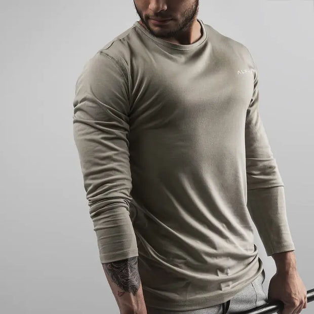 Men's Cotton Stretch Long Sleeve Fitness T-Shirt